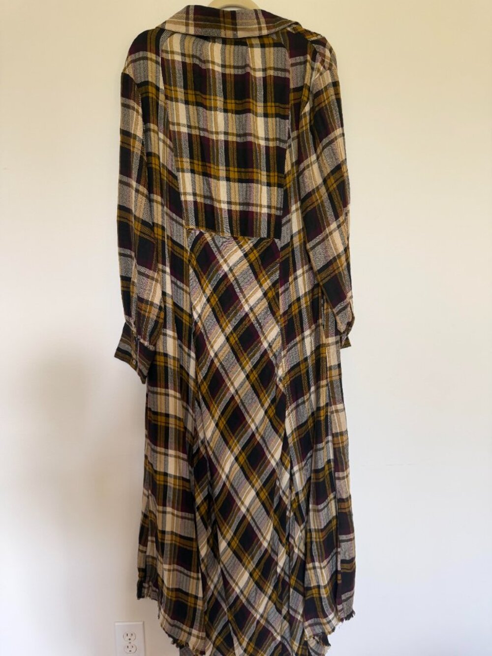 Natural Life Plaid Long Sleeve Shirt Maxi Dress Boho Chic Whimsigoth Brown - XL - Picture 8 of 10